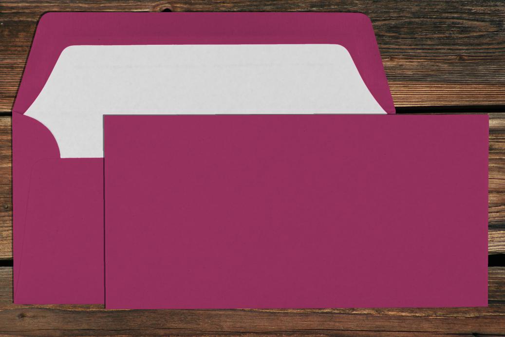 Briefhüllen mit Seidenfutter DL 110x220 mm Nassklebend Amarena gerippt 100 g/qm